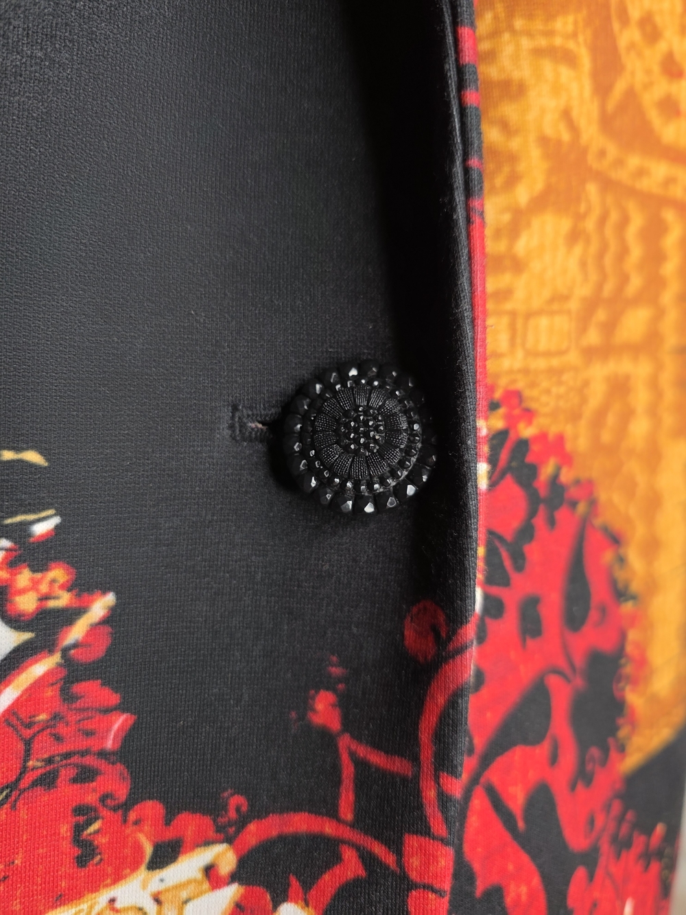 Chico's Red, Black & Gold Patterned Blazer Jacket - Picture 3 of 8